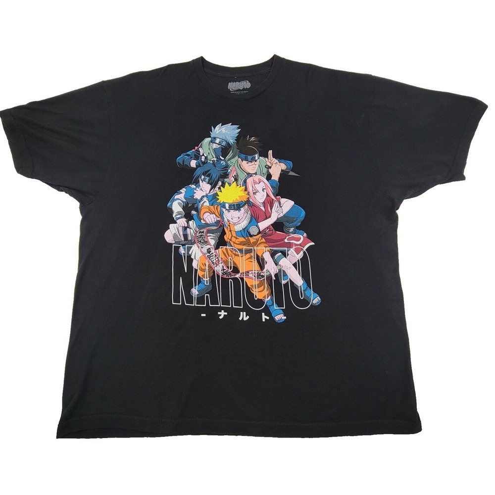 Vintage Naruto Crewneck Shirt Black Mens 3XL XXXL 100% Cotton 2002 VTG Anime Tee